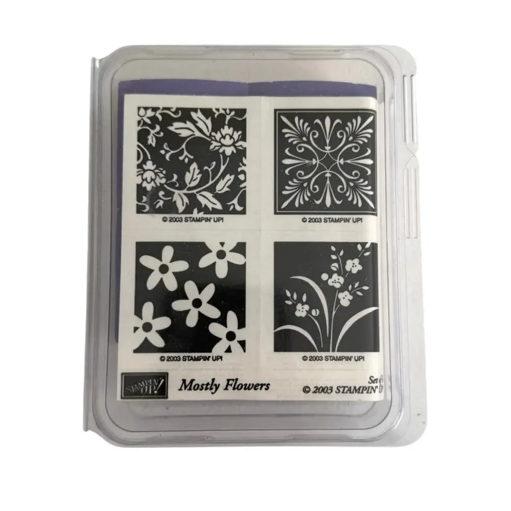 New in box Stampin’ Up set of 4 rubber stamps “Mostly flowers” - Picture 3 of 7